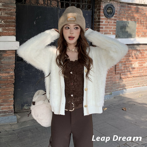 LEAPDREAM毛针织衫香风仿水貂绒