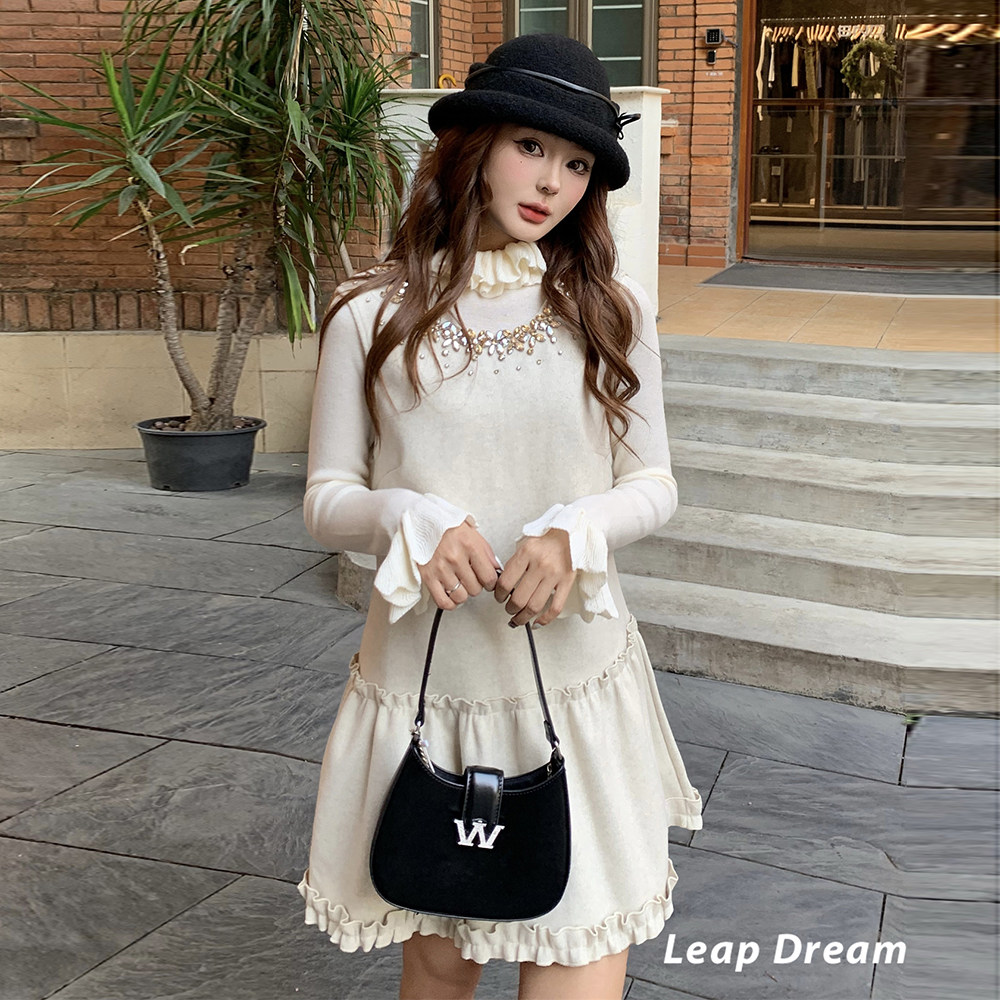 LEAP DREAM套装木耳边针织毛呢背心裙两件套2025冬季新款官方授权,女装/女士精品,时尚套装,淘宝优惠券,粉丝福利购,淘宝优惠卷