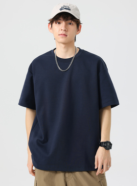 CHAN MONTH潮牌夏季新款纯色短袖T恤男重磅多色净版体恤圆领宽松