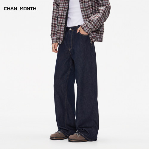 CHANMONTH美式复古原色牛仔裤男