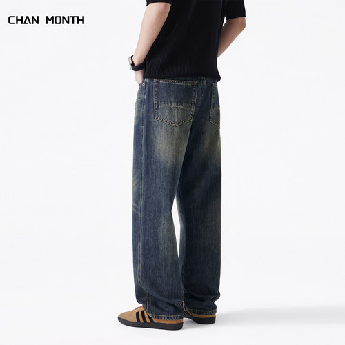 CHANMONTH美式高街复古牛仔裤男