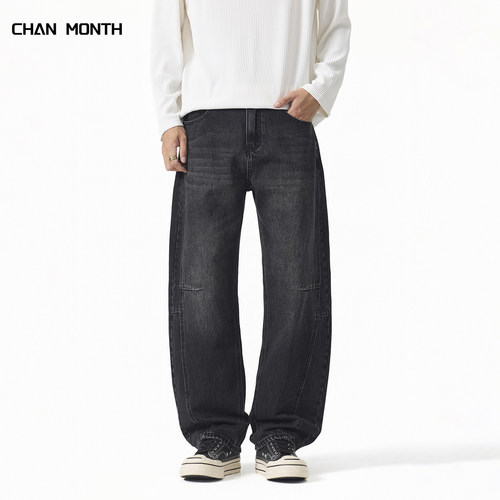 CHANMONTH美式复古小弯刀牛仔裤