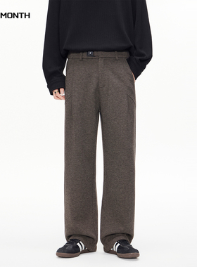 CHAN MONTH秋冬羊毛休闲西裤男款美式慵懒高级感宽松直筒加绒长裤