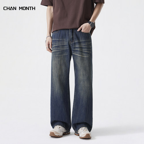 CHANMONTH美式复古水洗牛仔裤男