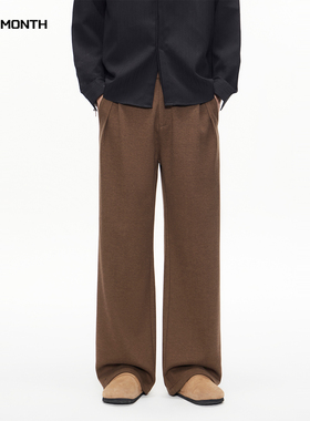 CHAN MONTN美式羊毛休闲西裤男秋冬加绒A字裤高级感宽松直筒长裤