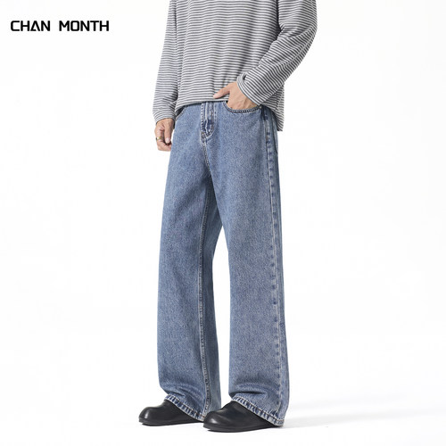 CHANMONTH秋季美式复古牛仔裤男