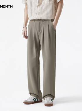 CHAN MONTH春季垂感休闲西裤男宽松直筒百搭基础款薄阔腿休闲长裤