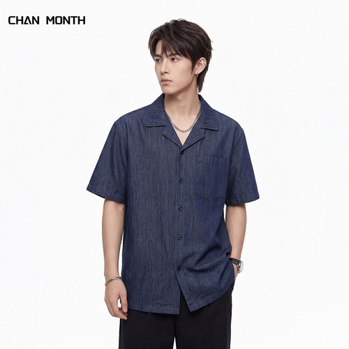 CHANMONTH夏季原色翻领短袖男款