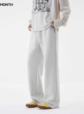 CHAN MONTH秋冬新款潮牌双面棉休闲裤子男宽松百搭阔腿运动长裤