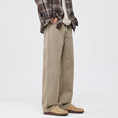 MONTH美式 高街复古休闲裤 男秋季 CHAN 潮牌宽松直筒阔腿长裤 子