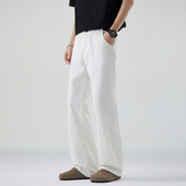MONTH白色牛仔裤 男潮流宽松阔腿裤 子cleanfit美式 CHAN 直筒裤