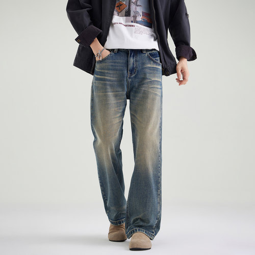 CHANMONTH美式秋季复古牛仔裤男