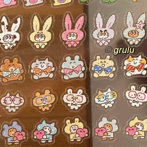 韩国grulu好朋友可爱小动物美甲贴纸现货手帐原创小鼻嘎手机贴纸