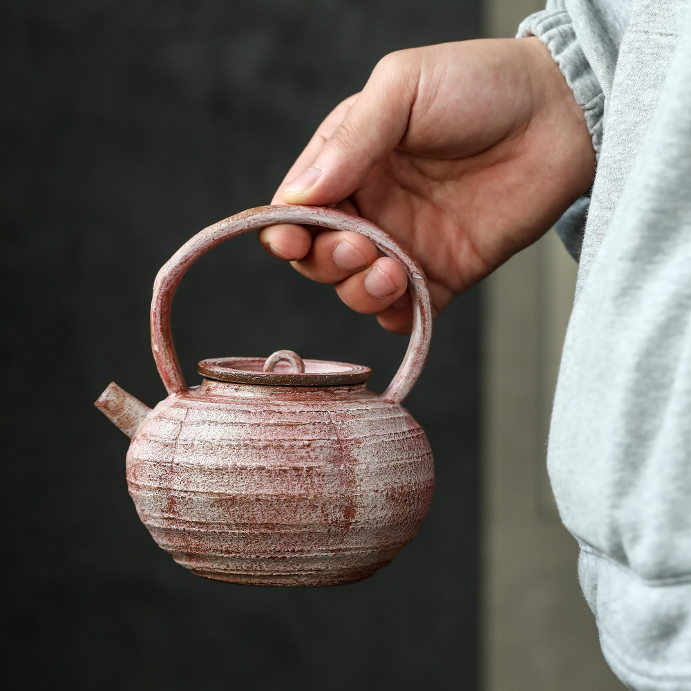 景德镇樱花粉围炉煮茶壶烧水壶提梁紫砂壶古朴可电陶炉明火