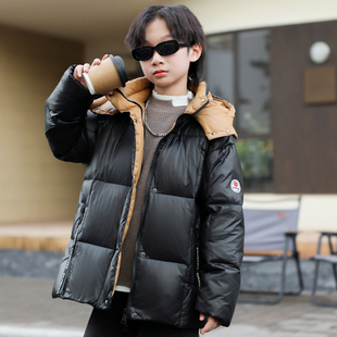 新款加厚中长款男孩女孩宝宝羽绒服洋气宽松韩版外套网红免洗女宝