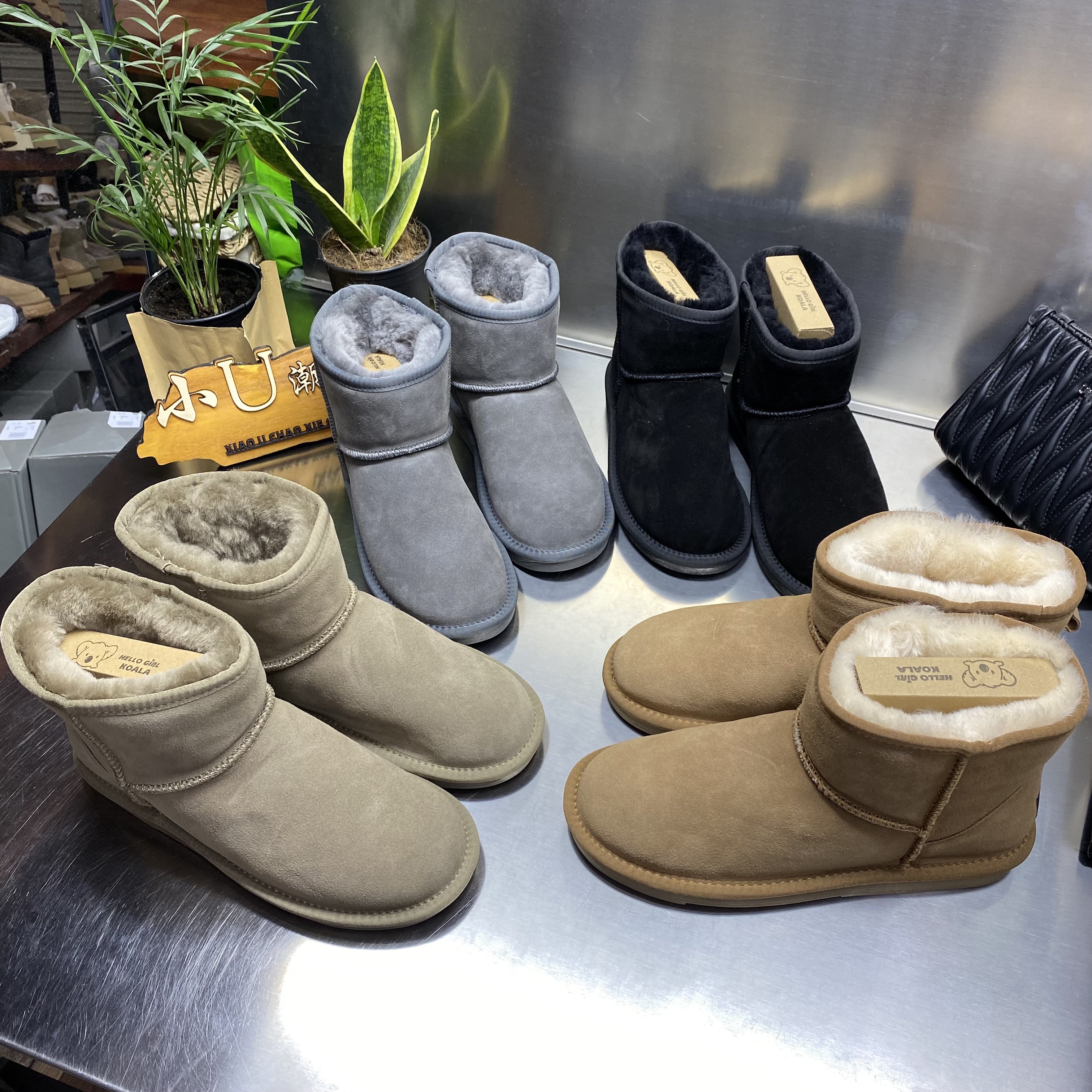 男款小熊考拉经典款5854原皮原毛加厚保暖雪地靴东北百搭面包鞋