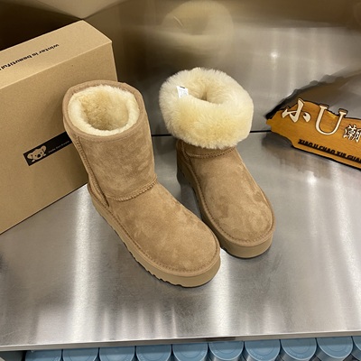 正品考拉小熊厚底轻新款羊皮毛一体经典高筒雪地靴女东北棉靴加厚