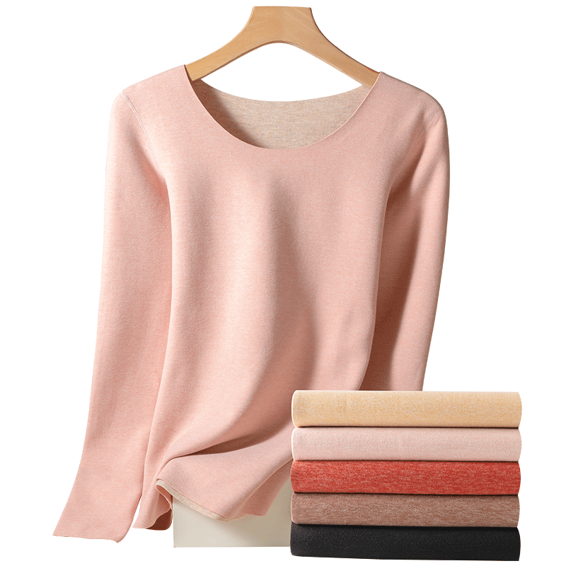 蚕丝德绒保暖内衣套装女秋衣秋裤加绒加厚冬季发热无痕打底衫上衣