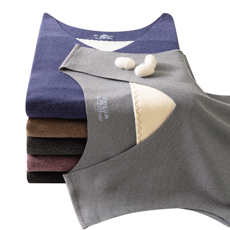 德绒保暖背心男士秋冬季加绒加厚无痕内穿棉坎肩打底发热上衣马甲