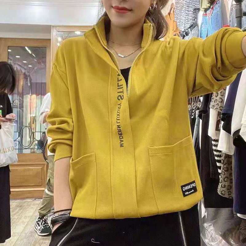 立领拉链纯棉开衫秋季小个子卫衣