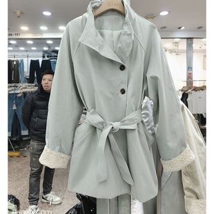 立领风衣外套高级秋季2025新款英伦风休闲宽松外穿漂亮大中长衣