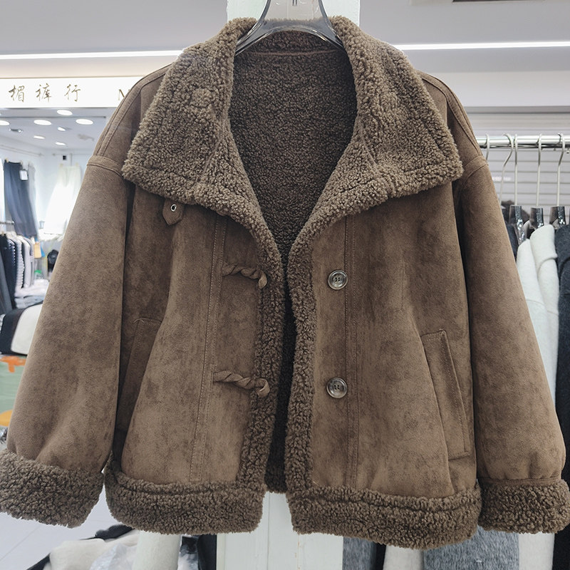 羊羔毛麂皮毛一体大衣女短款2025冬季新款羊剪绒皮草毛毛外套翻领,女装/女士精品,短外套,淘宝优惠券,粉丝福利购,淘宝优惠卷