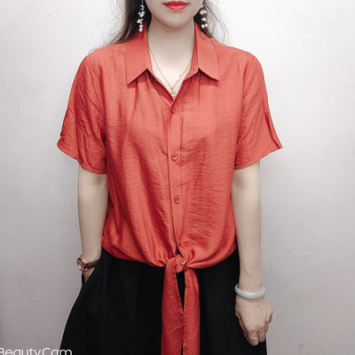 宽松显瘦短袖衬衣上衣
