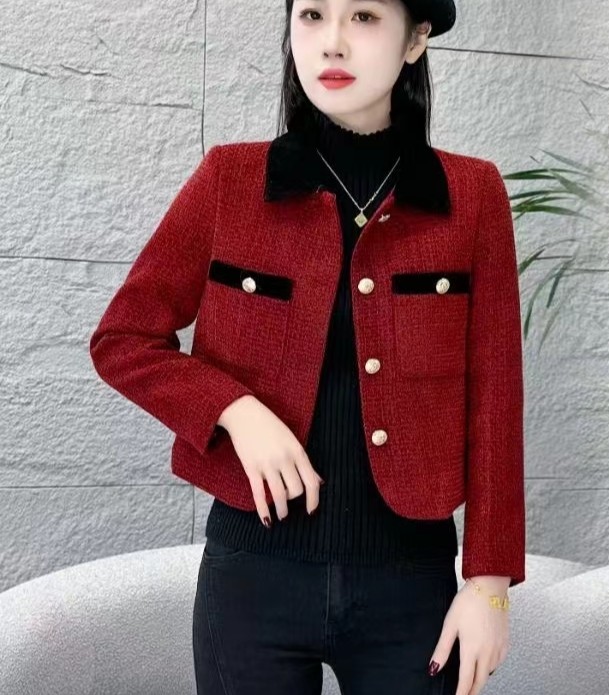 今年流行的漂亮小个子短款红色小香风保暖加厚外套女秋冬2025新款,女装/女士精品,短外套,淘宝优惠券,粉丝福利购,淘宝优惠卷