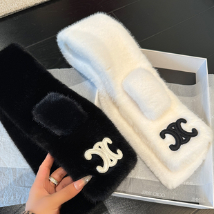 冬日千金&可爱又多金 短款毛绒围巾加厚保暖仿兔毛围脖奶咖女