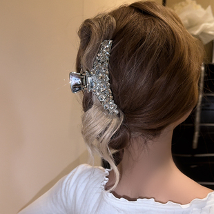 糖王 韩国高级感银色名媛发卡高端气质优雅盘发抓夹鲨鱼夹头饰女