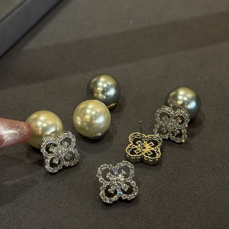 海岸花语◆新款韩版珍珠耳环轻奢耳钉前后耳环小众设计简约耳饰