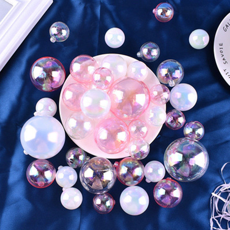七彩塑料透明球 电镀镭射幻彩球 生日蛋糕装饰摆件插件甜品台装扮