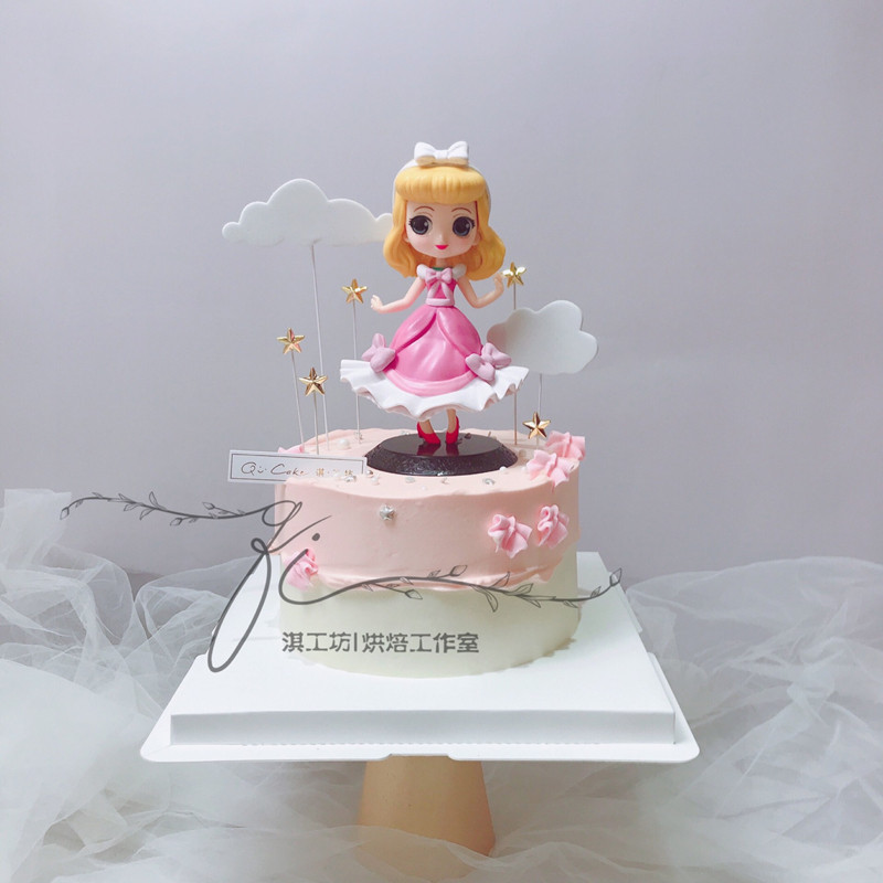 卡通公主生日蛋糕装饰q版灰姑娘辛德瑞拉珍妮公主装饰摆件模型