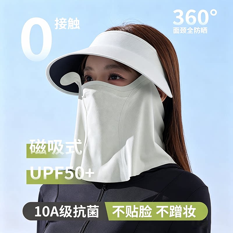 磁吸防晒帽子女2026新款遮阳面罩护颈一体防紫外线骑行冰丝不贴脸图片