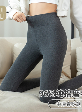 高腰贴身打底裤女外穿春秋季薄款大码弹力秋裤紧身显瘦灰色九分裤