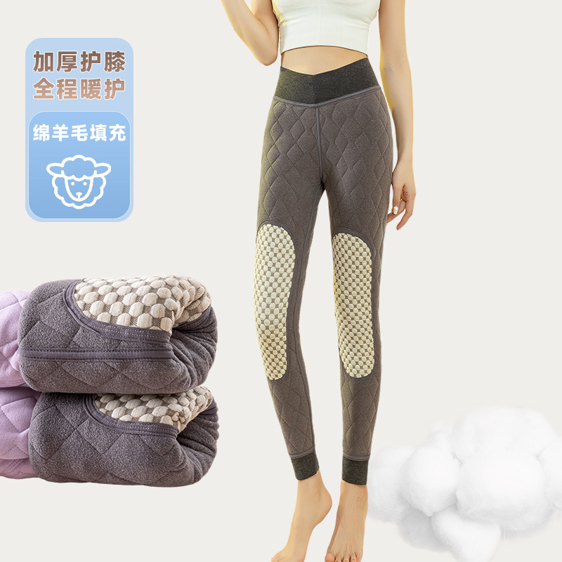 石墨烯保暖裤女内穿冬季加绒加厚高腰护膝打底裤东北特厚发热棉裤