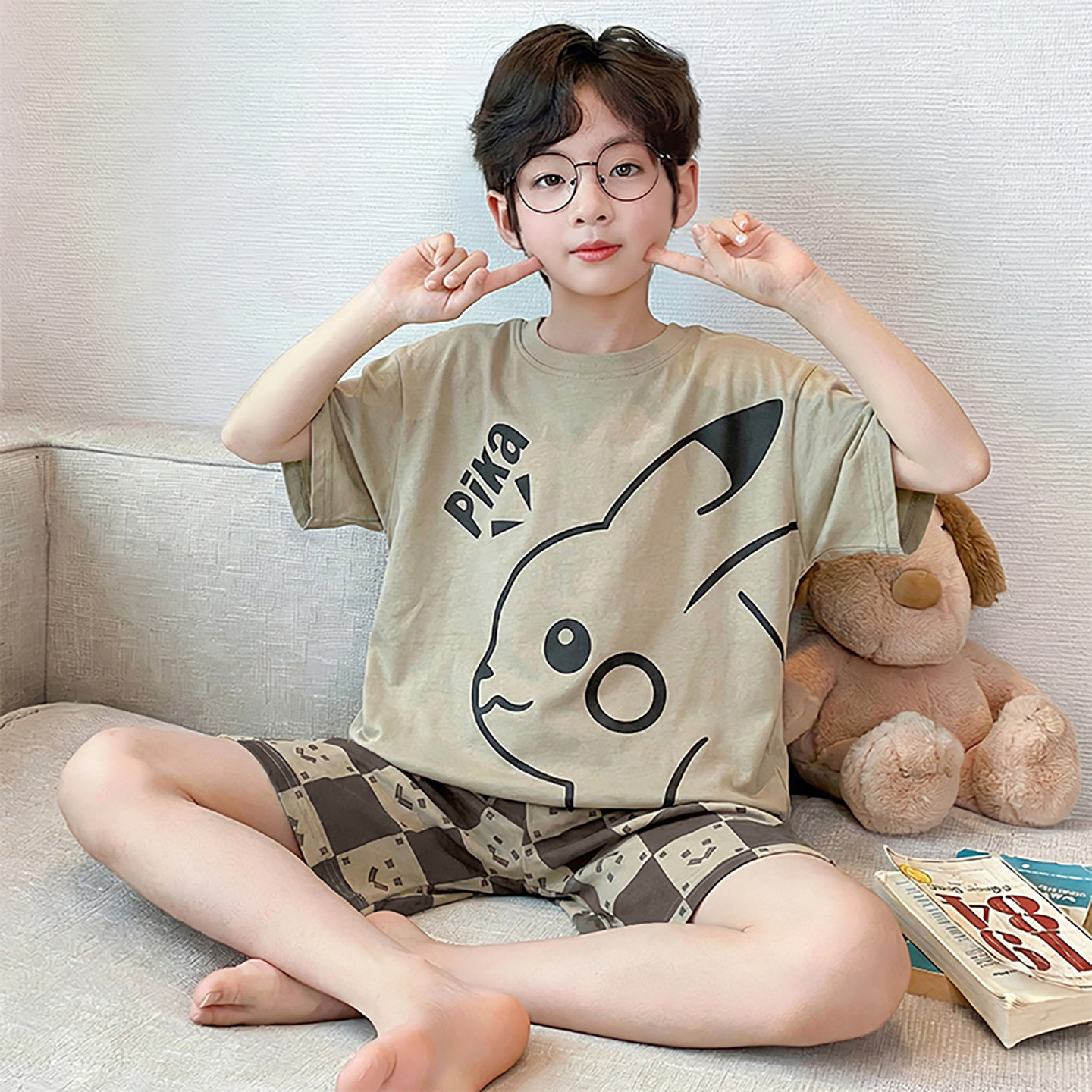 男童睡衣夏季短袖帅气儿童小男孩中大童家居服套装青少年2026新款