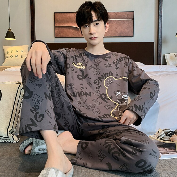春秋季韩版男士睡衣可外穿家居服