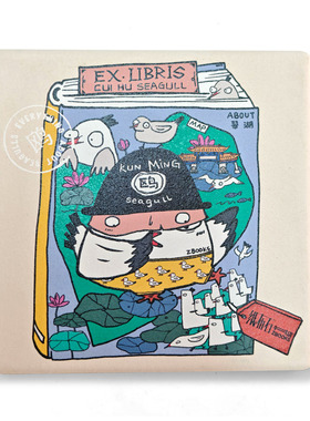 纸布石书店原创设计陶瓷杯垫云南海鸥红嘴鸥系列正方形款式