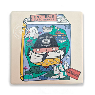 纸布石书店原创设计陶瓷杯垫云南海鸥红嘴鸥系列正方形款式