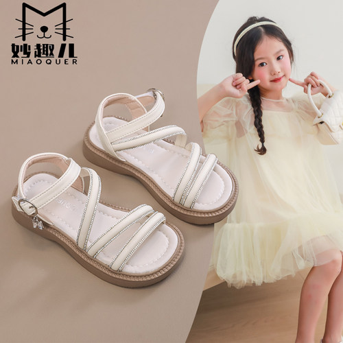 妙趣儿夏季女童凉鞋水钻时装鞋子