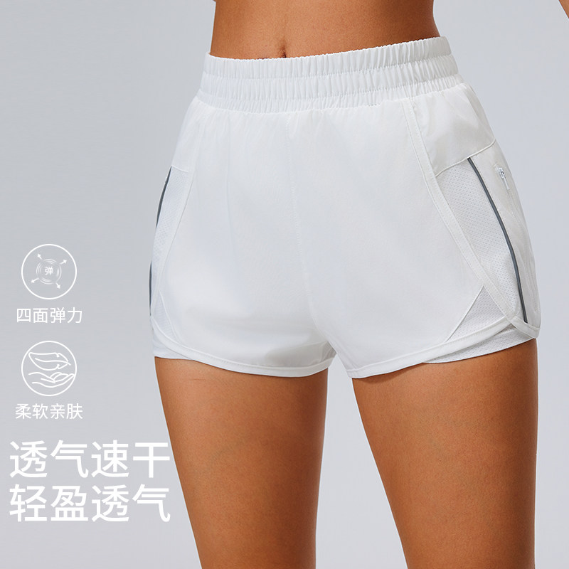 运动短裤女夏季速干跑步宽松瑜伽三分裤防走光双层健身短裤女外穿