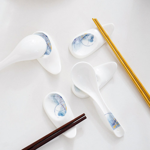 轻奢骨瓷家用筷子架商用勺托筷枕