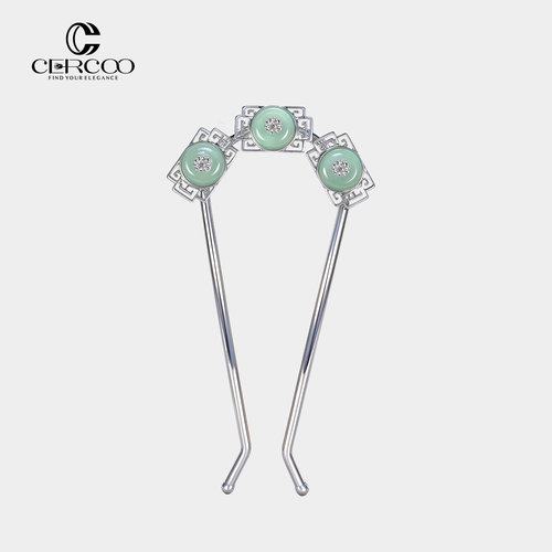 Cercoo/奢蔻翠玲珑新中式发簪盘发U型簪国风饰品汉服头饰簪子发钗