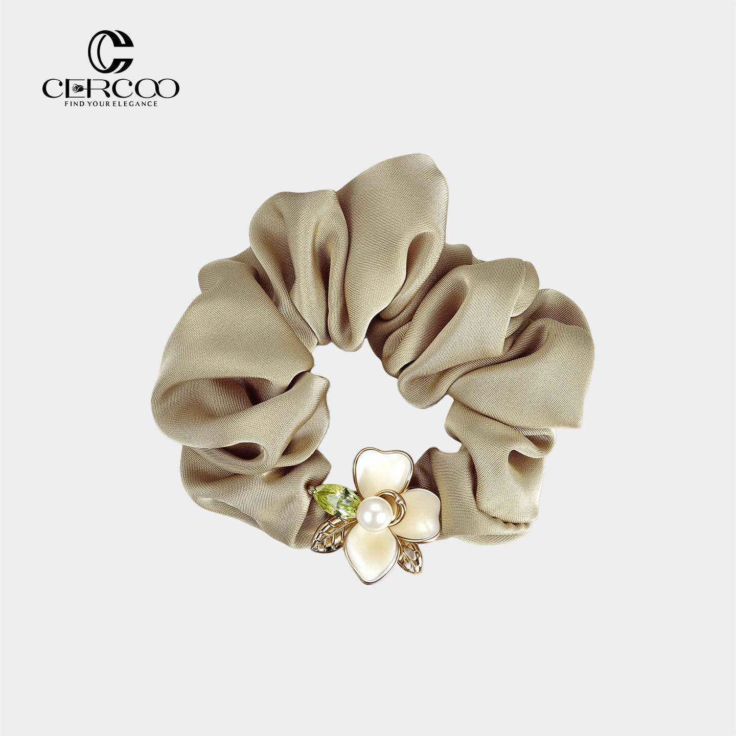 Cercoo/奢蔻幽幽栀玉大肠发圈滴油花朵头绳女头花扎头发皮筋优雅