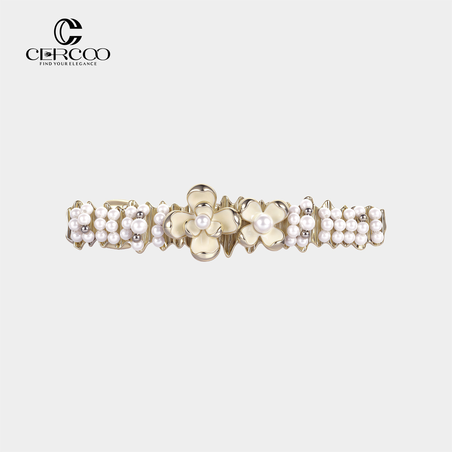 Cercoo/奢蔻珍珠时代原创发卡横夹花朵优雅发饰发夹后脑勺弹簧夹