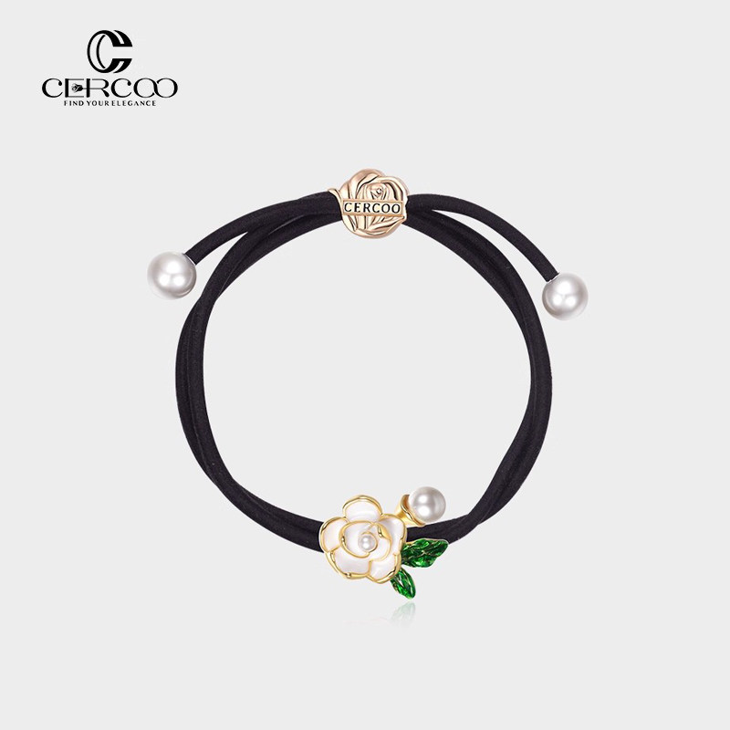 Cercoo/奢蔻幽幽栀玉手工滴油栀子花简约皮筋发绳头饰马尾发圈女