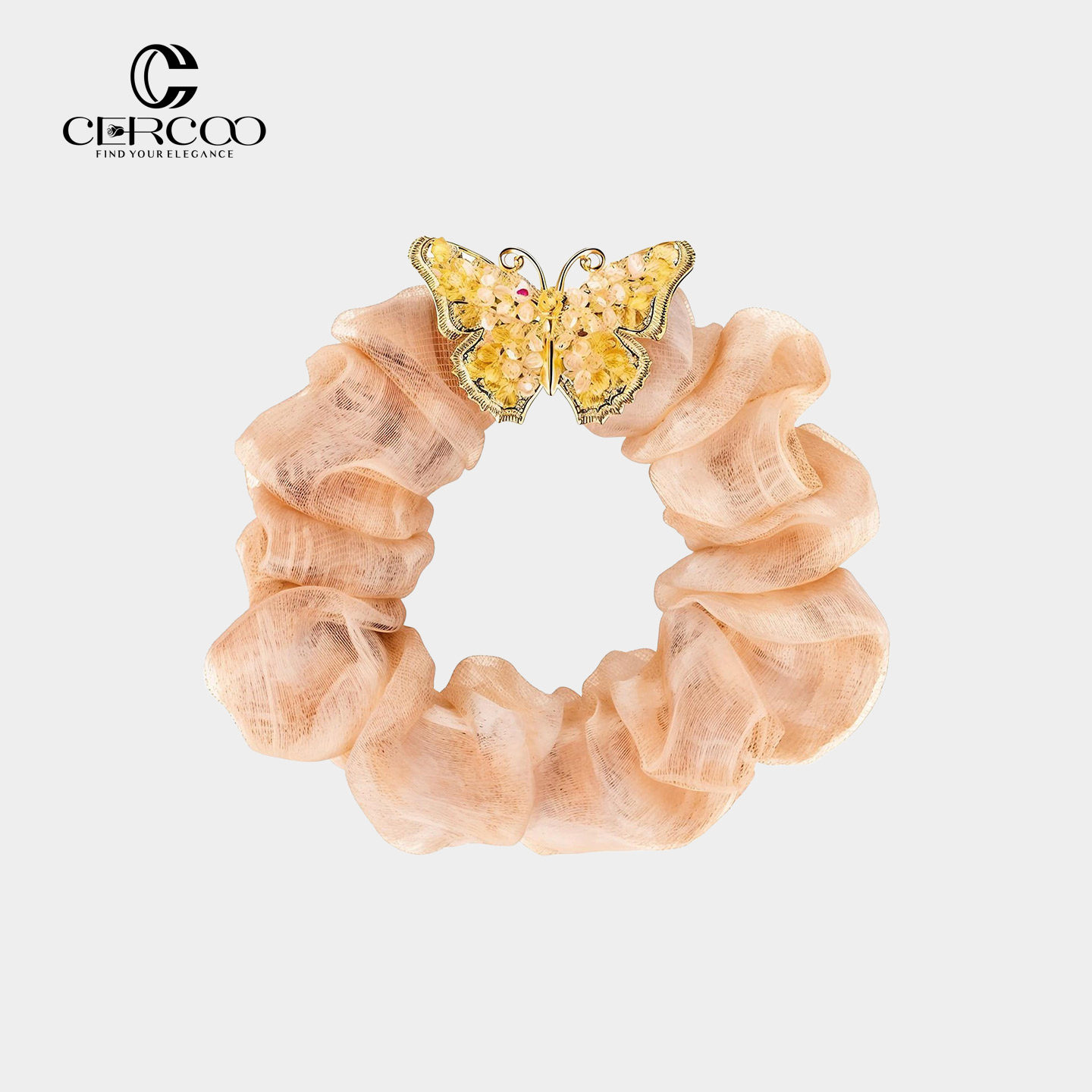 Cercoo/奢蔻金福蝶手工浪漫蝴蝶蔷薇镂空薄纱盘发发圈马尾发绳女,饰品/流行首饰/时尚饰品新,发饰,淘宝优惠券,粉丝福利购,淘宝优惠卷