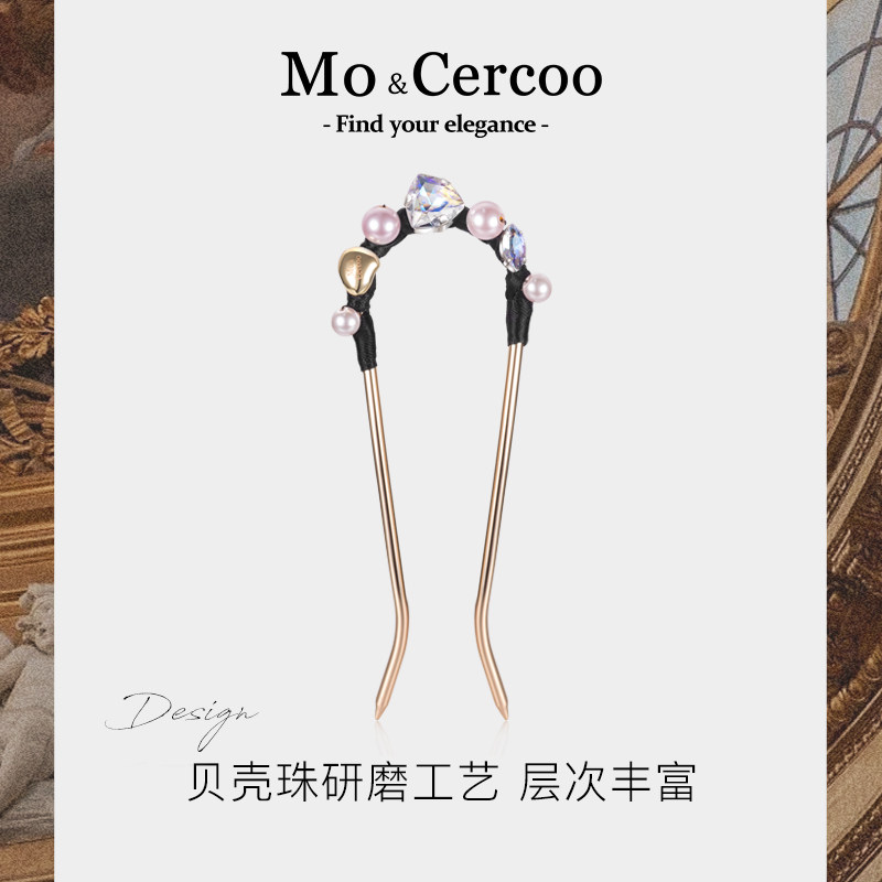 奢蔻高级定制贝壳珠水晶盘发发簪