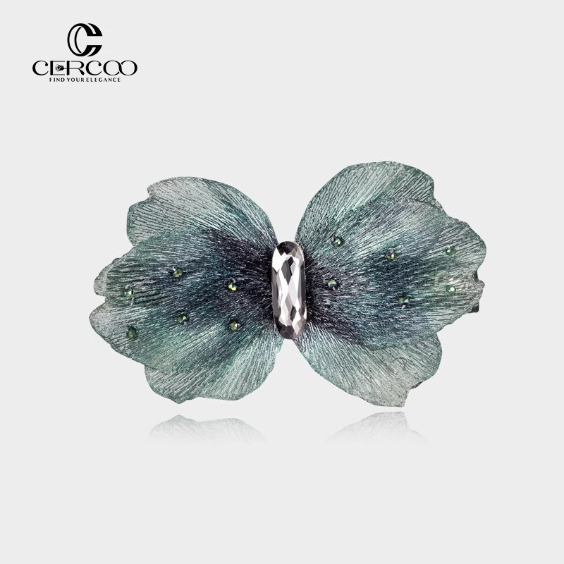 Cercoo/奢蔻梅里安梦蝶系列金属纤蝴蝶结发夹头饰顶夹平行夹发卡